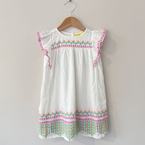 ROBERTA ROLLER RABBIT EUC Colorful Neon Embroidered Flutter Sleeve Dress